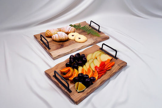 India Wholesale Company Acacia wood Serving Board with metal Handles