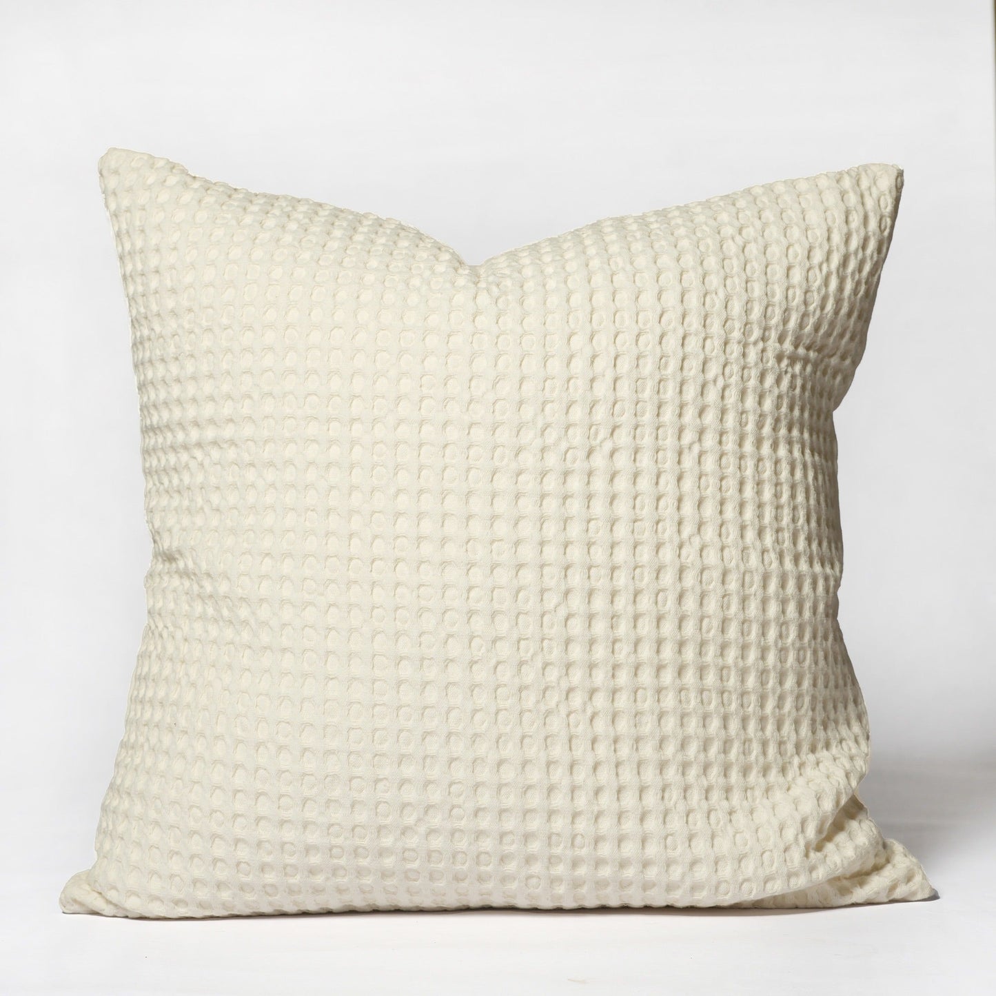 Ivory Waffle cotton pillow cover, 20"x20" - India Wholesale Co.