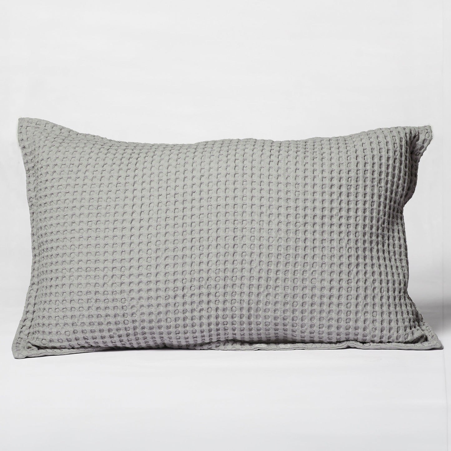 Mineral Grey Waffle Cotton Pillow cover (Knife Pleat), 16"x26" - India Wholesale Co.