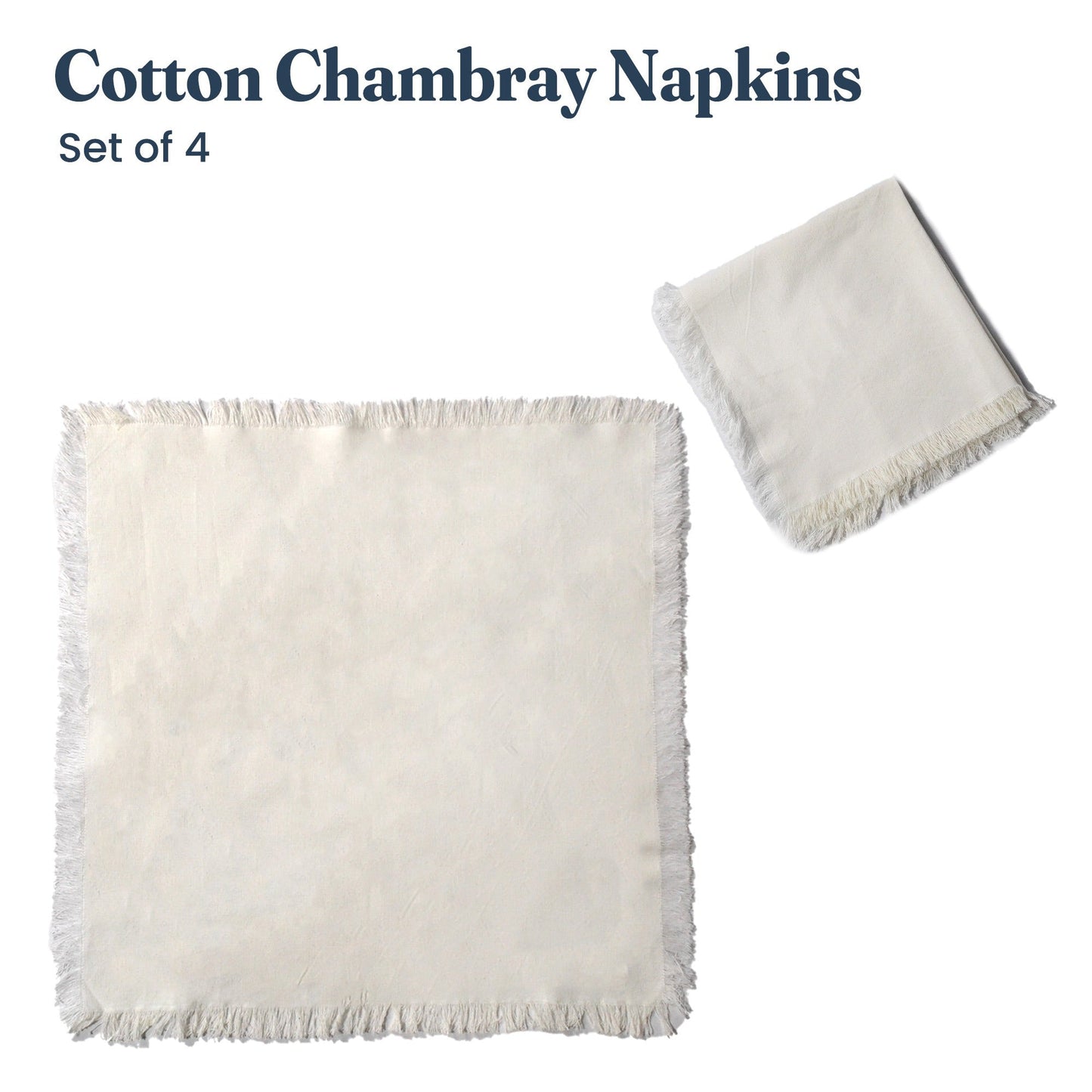 Chambray Napkin ivory 100% cotton, 18"x18" - Set of 4 - India Wholesale Co.