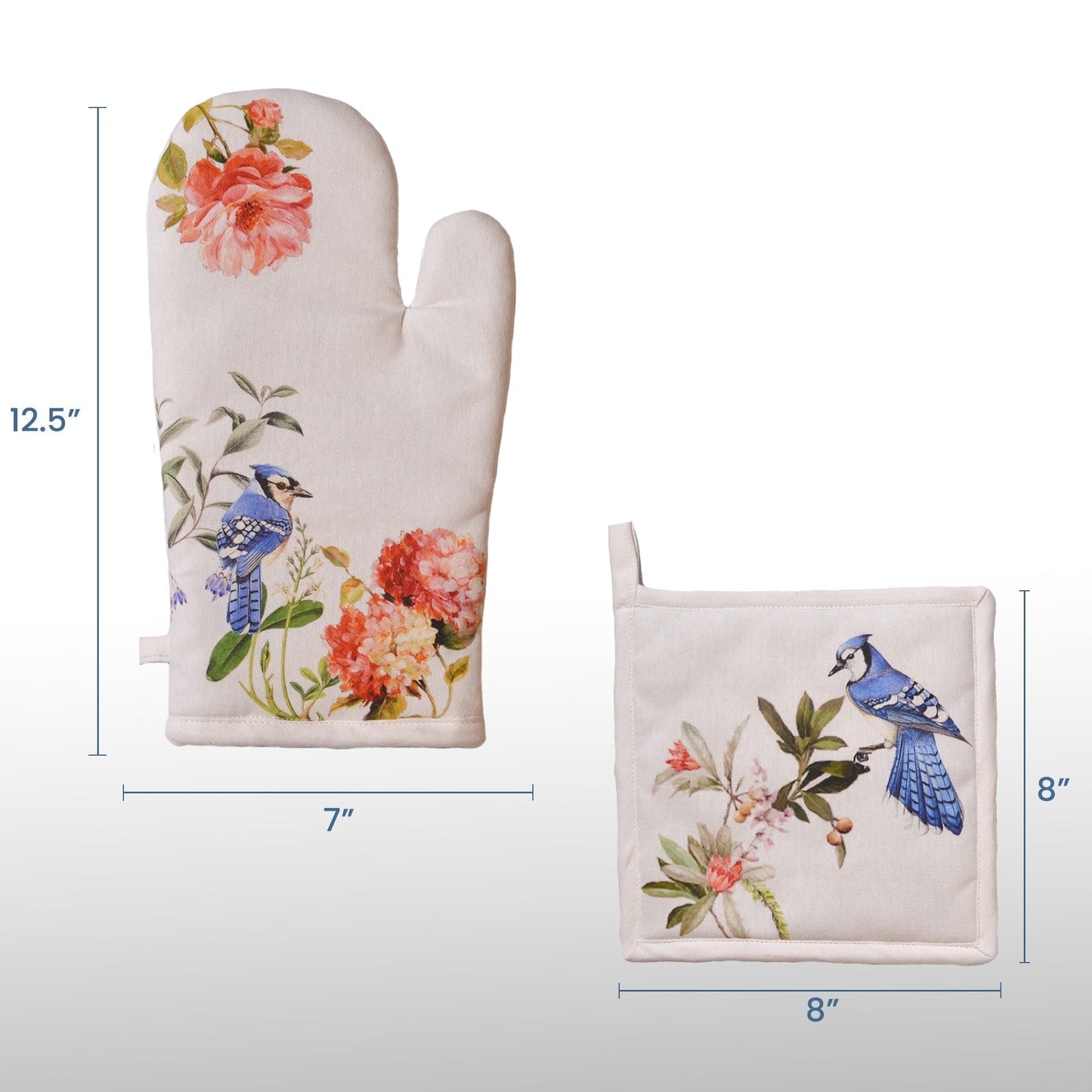 Printed Ovenmitt & Poht holder - 190 GSM 3 LAYER COTTON WADDING -7"X 12.5" & 8"X8" - India Wholesale Co.