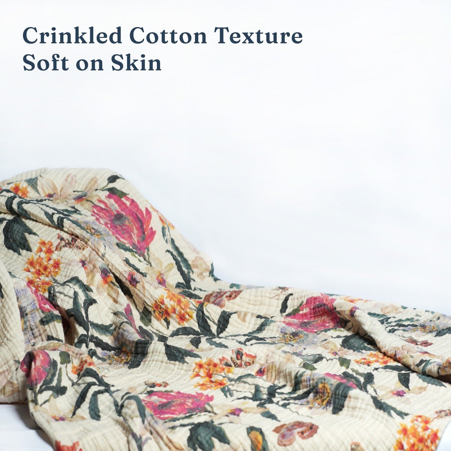 100% Cotton, 4 layer Printed Muslin Throw Blanket - Warm Floral - India Wholesale Co.