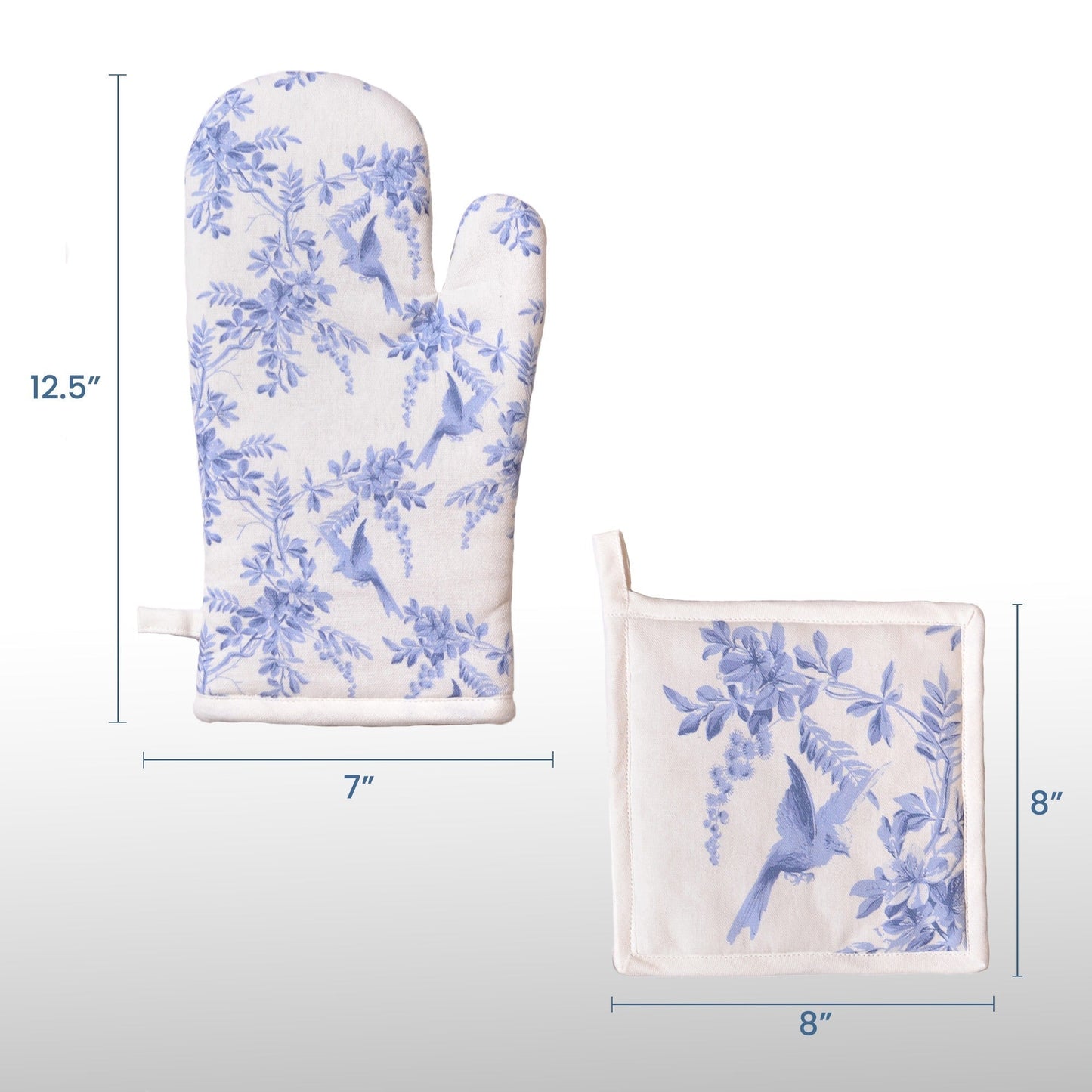 Printed Ovenmitt & Poht holder - 190 GSM 3 LAYER COTTON WADDING -7"X 12.5" & 8"X8" - India Wholesale Co.