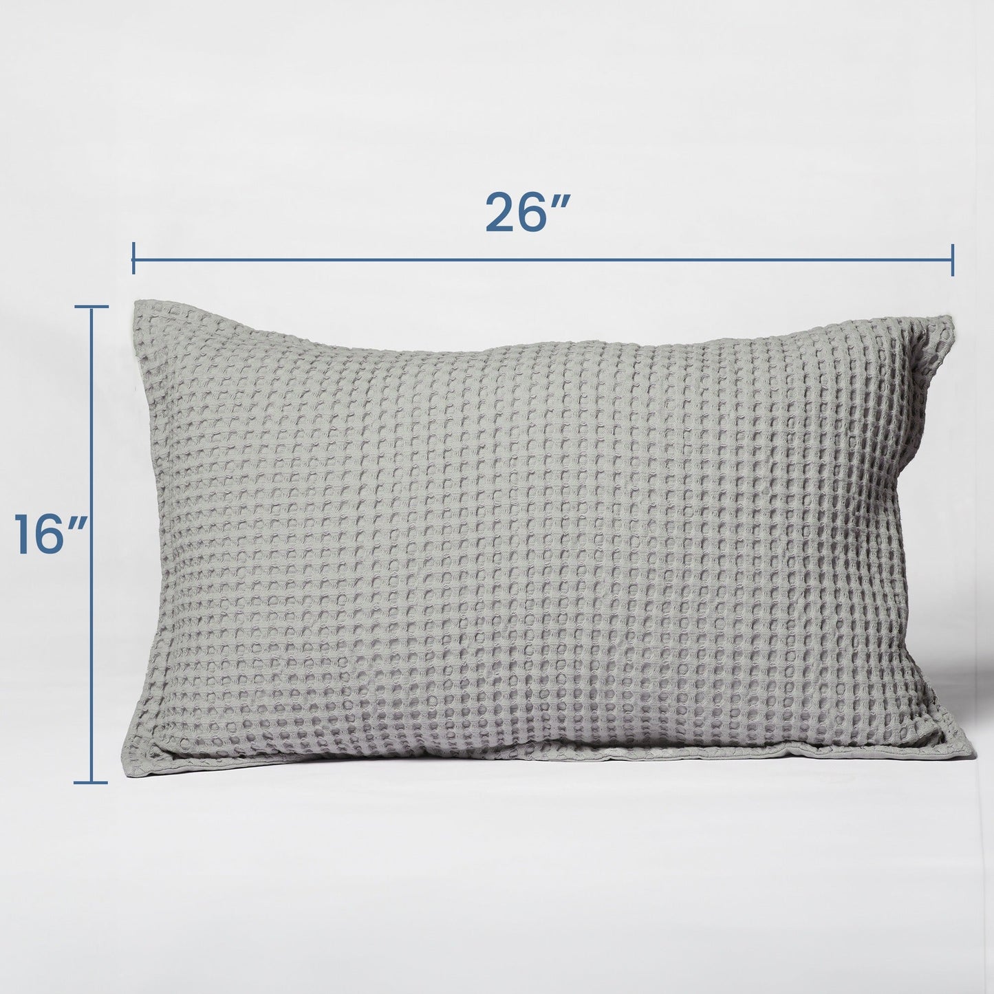 Mineral Grey Waffle Cotton Pillow cover (Knife Pleat), 16"x26" - India Wholesale Co.