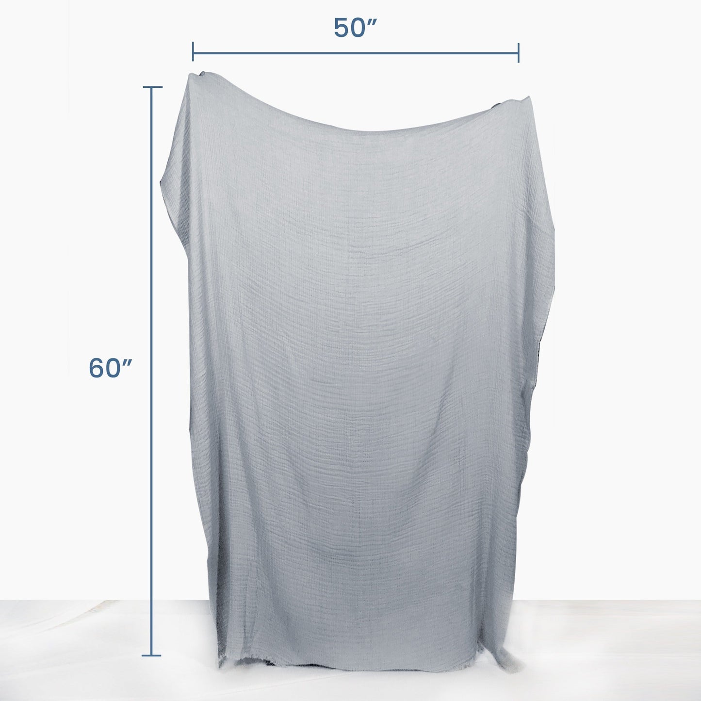 100% Cotton, 4 layer Printed Muslin Throw Blanket - Light Grey Dyed - India Wholesale Co.