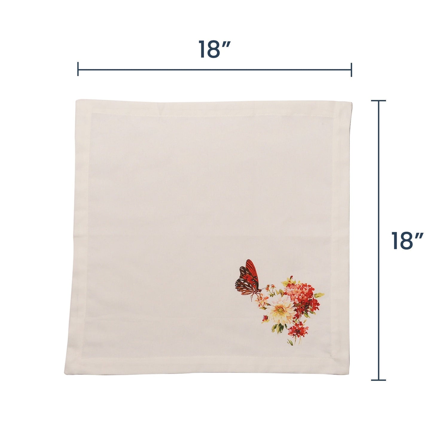 Printed Napkin Twill 100% cotton, 18"x18" Red Butterfly - Set of 4 - India Wholesale Co.