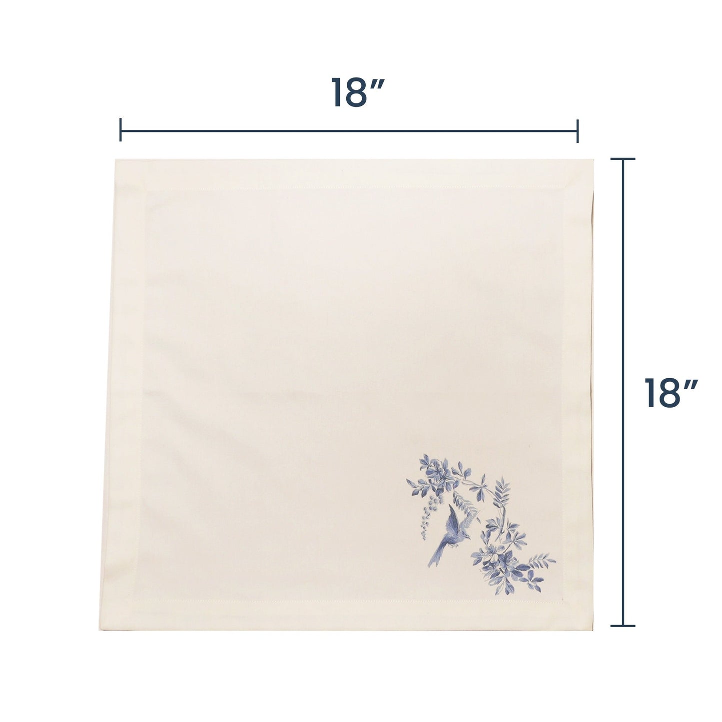 Printed Napkin Twill 100% cotton, 18"x18" Blue Jay - Set of 4 - India Wholesale Co.
