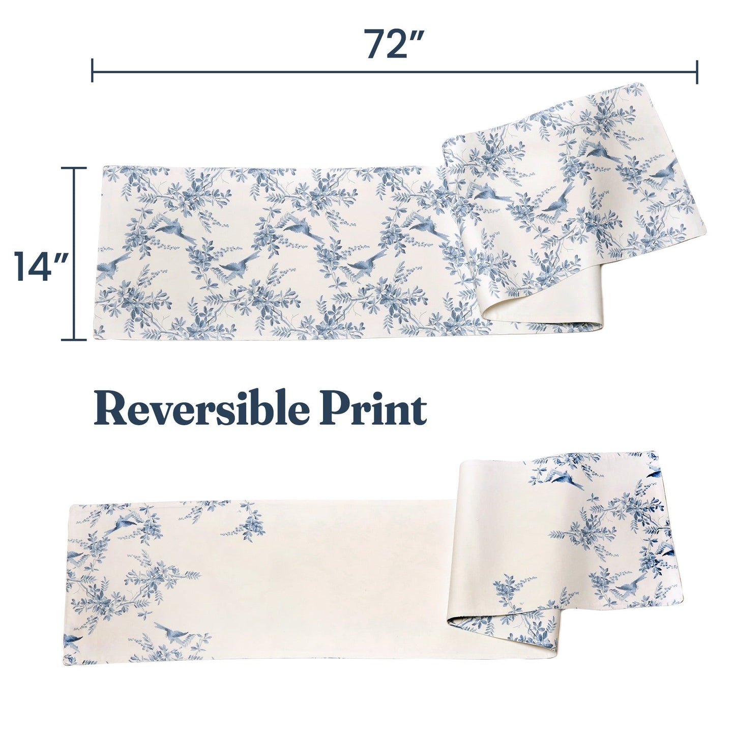 Blue jay Printed Runner Twill 100% cotton, 2 layer front back printed. 14"x72" - India Wholesale Co.