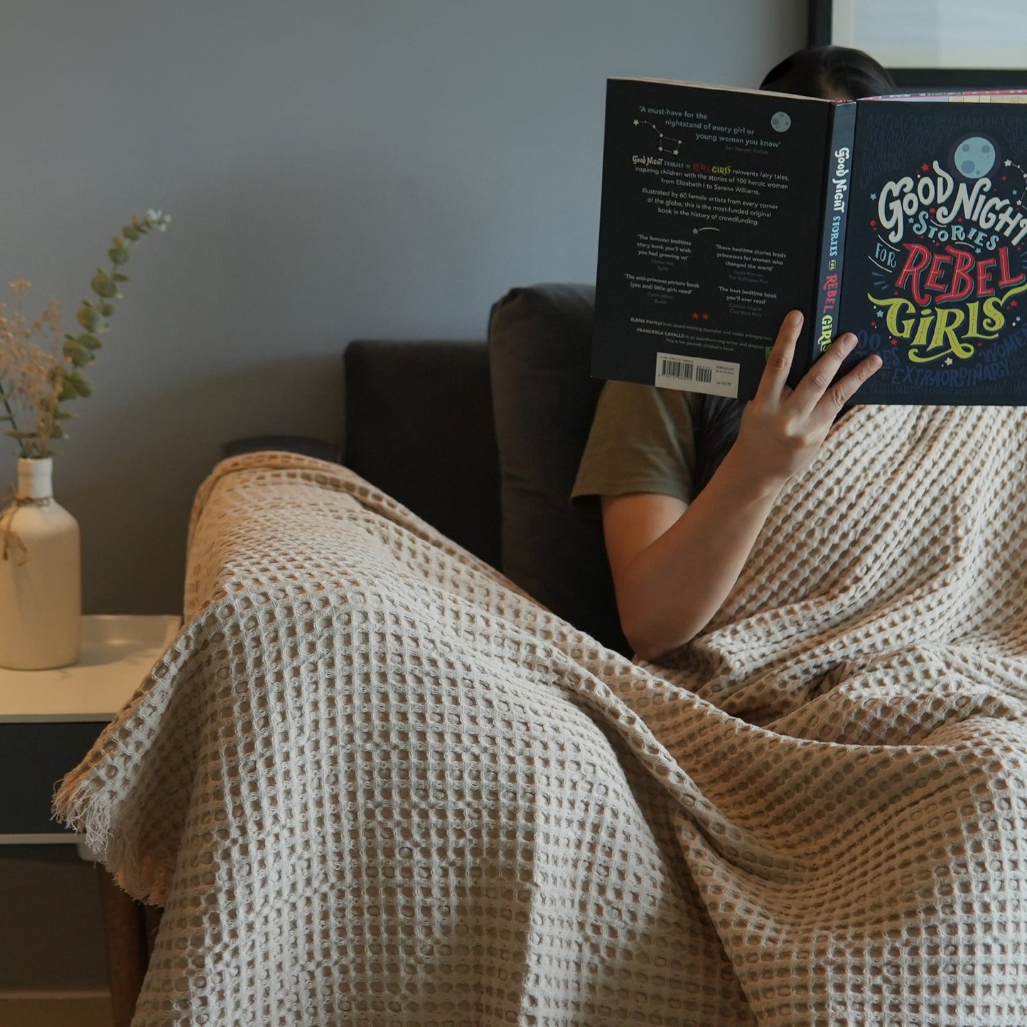 Waffle Weave Throw with Fringes, 50"x 60", 100% Fresh Cotton, Sand - India Wholesale Co.