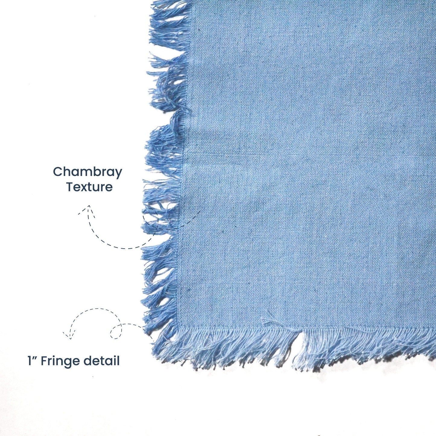 Chambray Napkin blue, 100% cotton, 18"x18" - Set of 4 - India Wholesale Co.