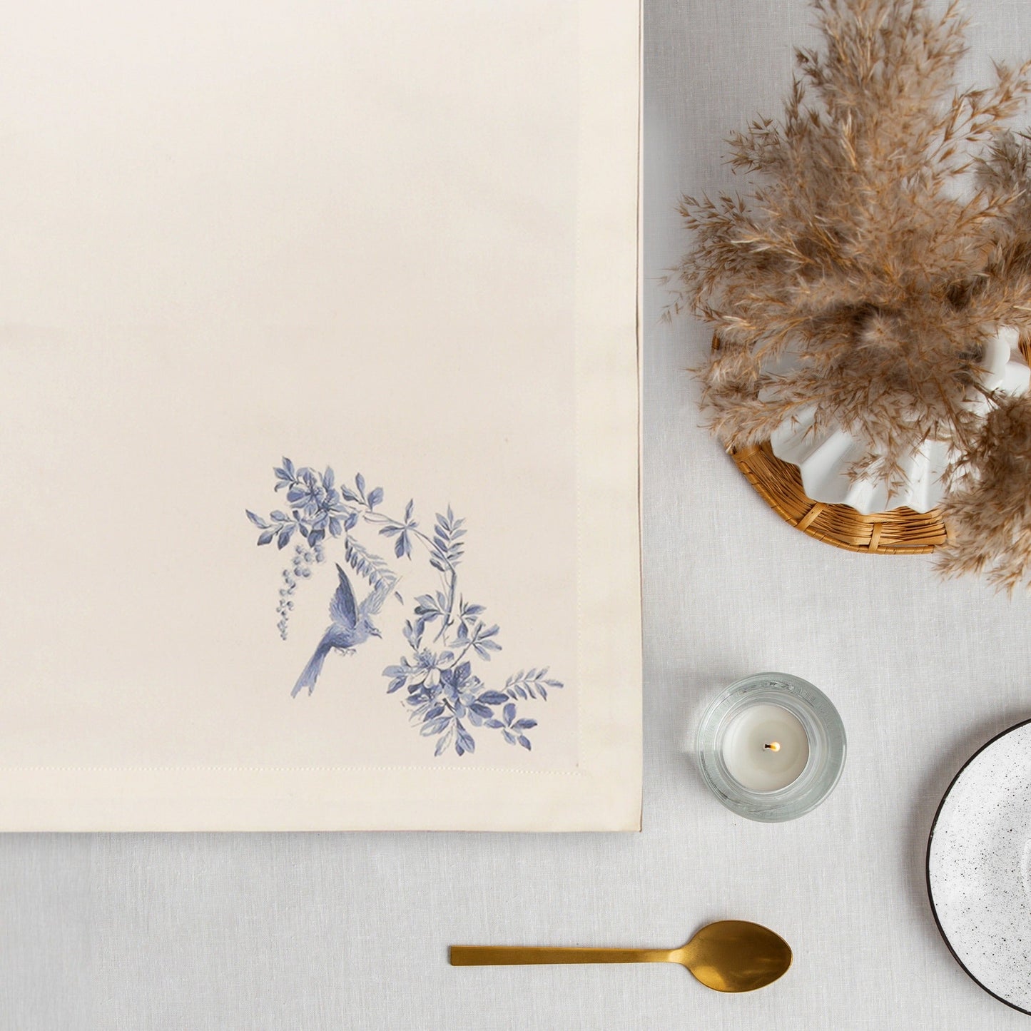 Printed Napkin Twill 100% cotton, 18"x18" Blue Jay - Set of 4 - India Wholesale Co.