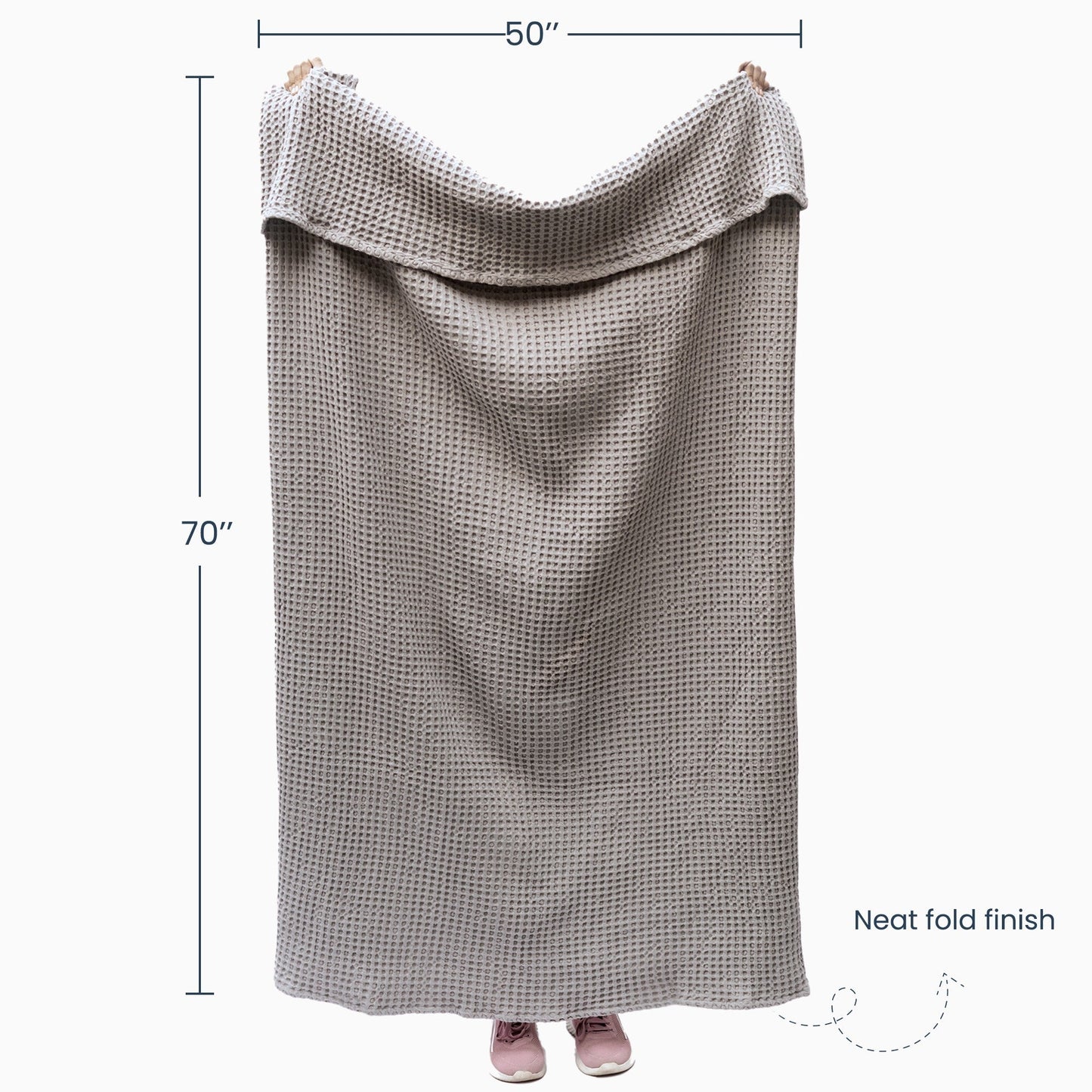 Waffle Weave Throw, 50"x 70", 100% Fresh Cotton, Mineral Gray - India Wholesale Co.