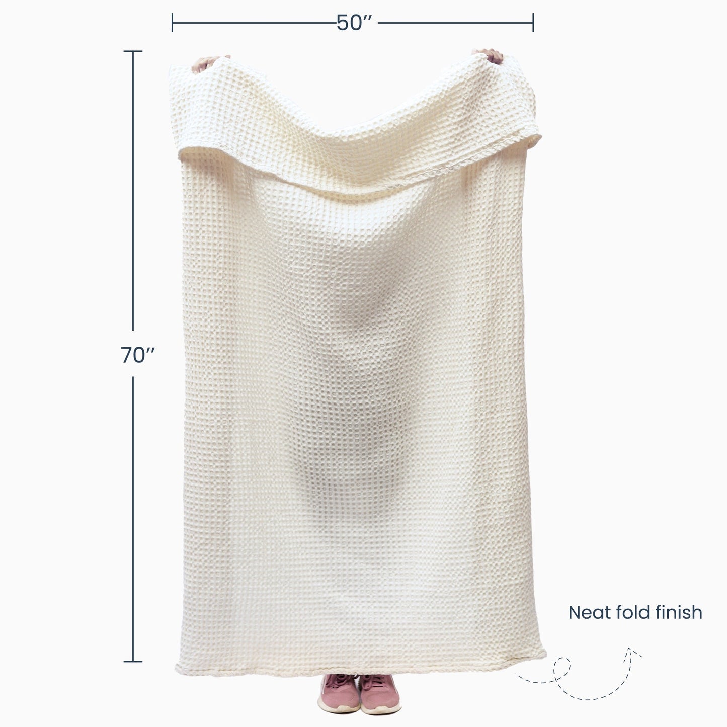 Waffle Weave Throw, 50"x 70", 100% Fresh Cotton, Ivory - India Wholesale Co.