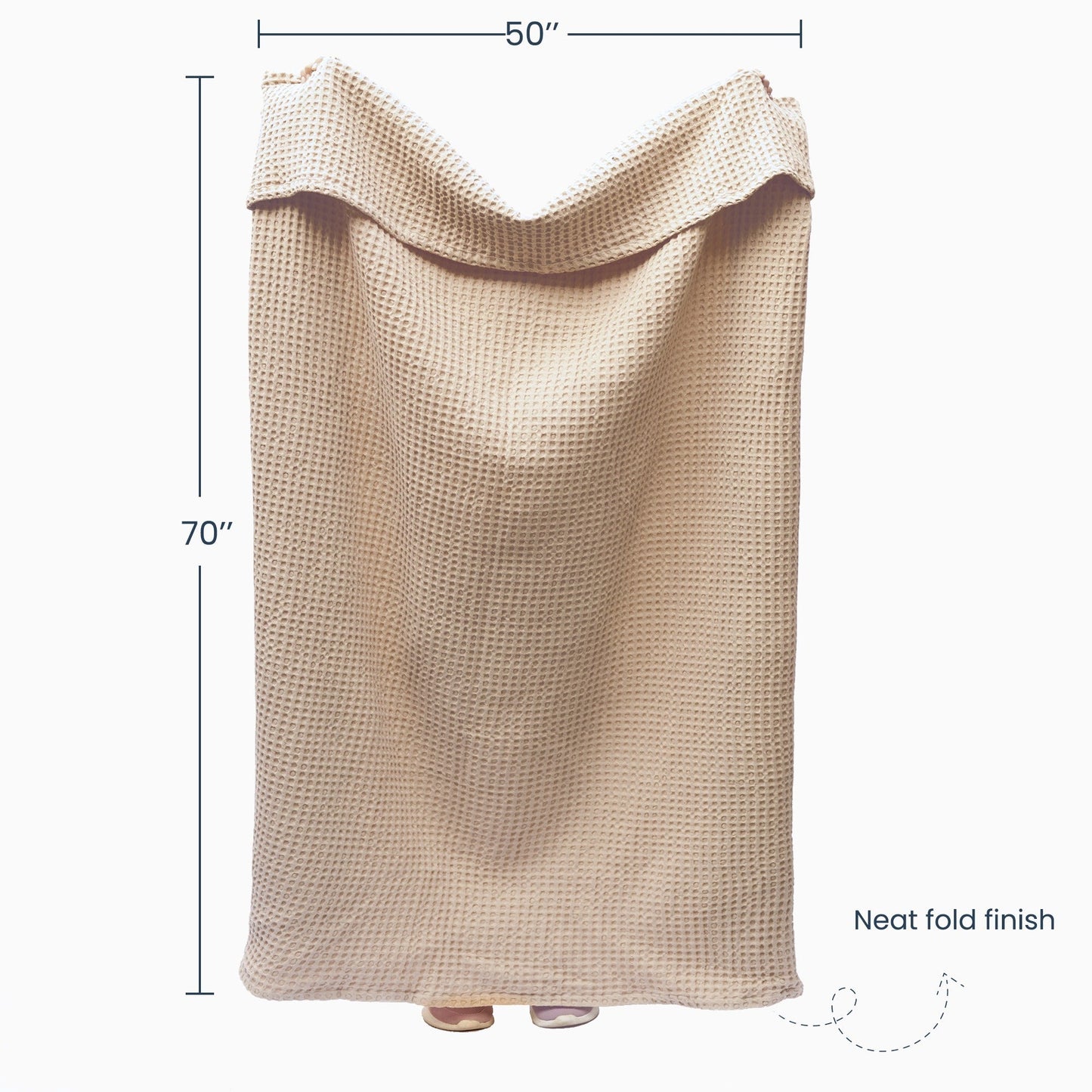Waffle Weave Throw, 50"x 70", 100% Fresh Cotton, Sand - India Wholesale Co.