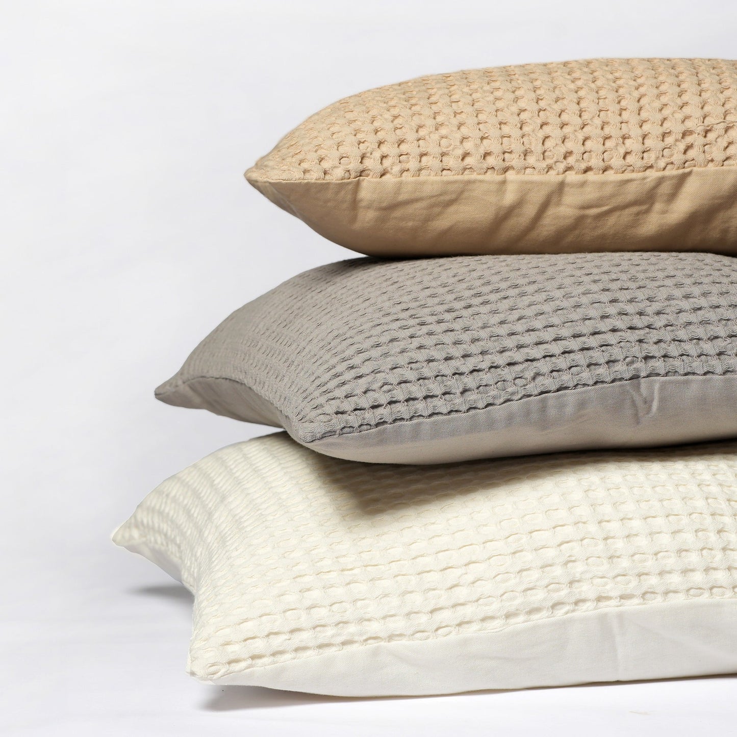 Mineral Grey Waffle Cotton Pillow cover, 12"x20" - India Wholesale Co.