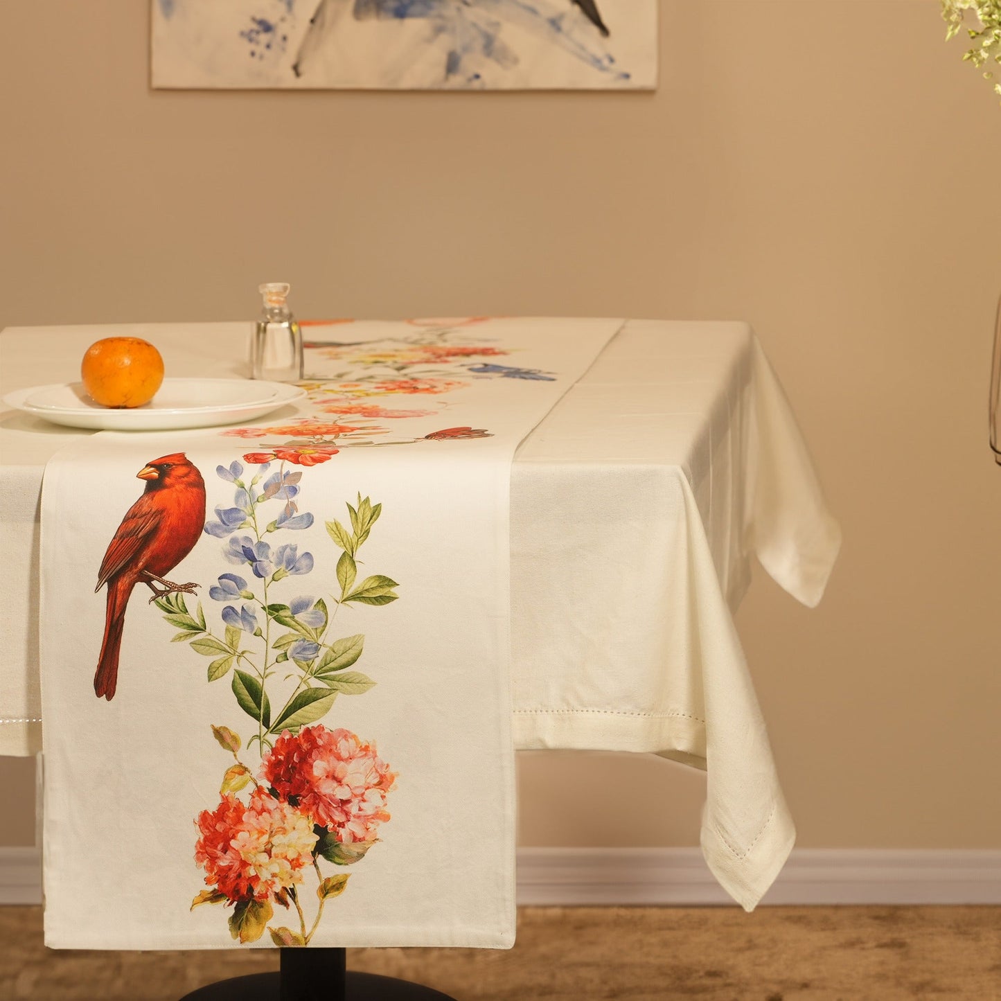 Red Cardinal Printed Runner Twill 100% cotton, 14"x72" - India Wholesale Co.