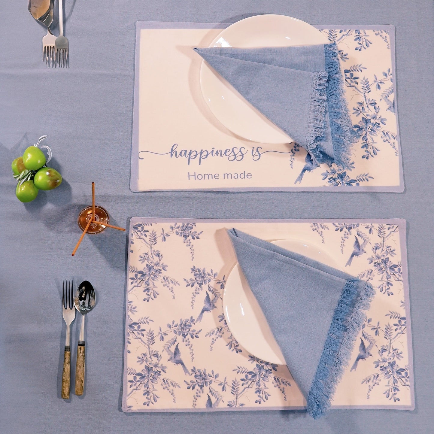 Blue Jay Printed Placemat Twill 100% cotton, 13"x19" - Set of 4 - India Wholesale Co.