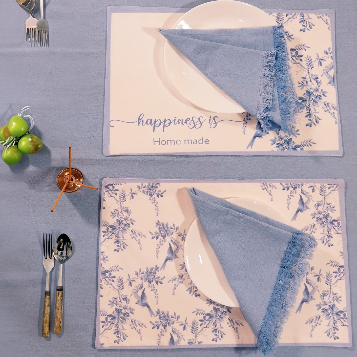 Chambray Napkin blue, 100% cotton, 18"x18" - Set of 4 - India Wholesale Co.