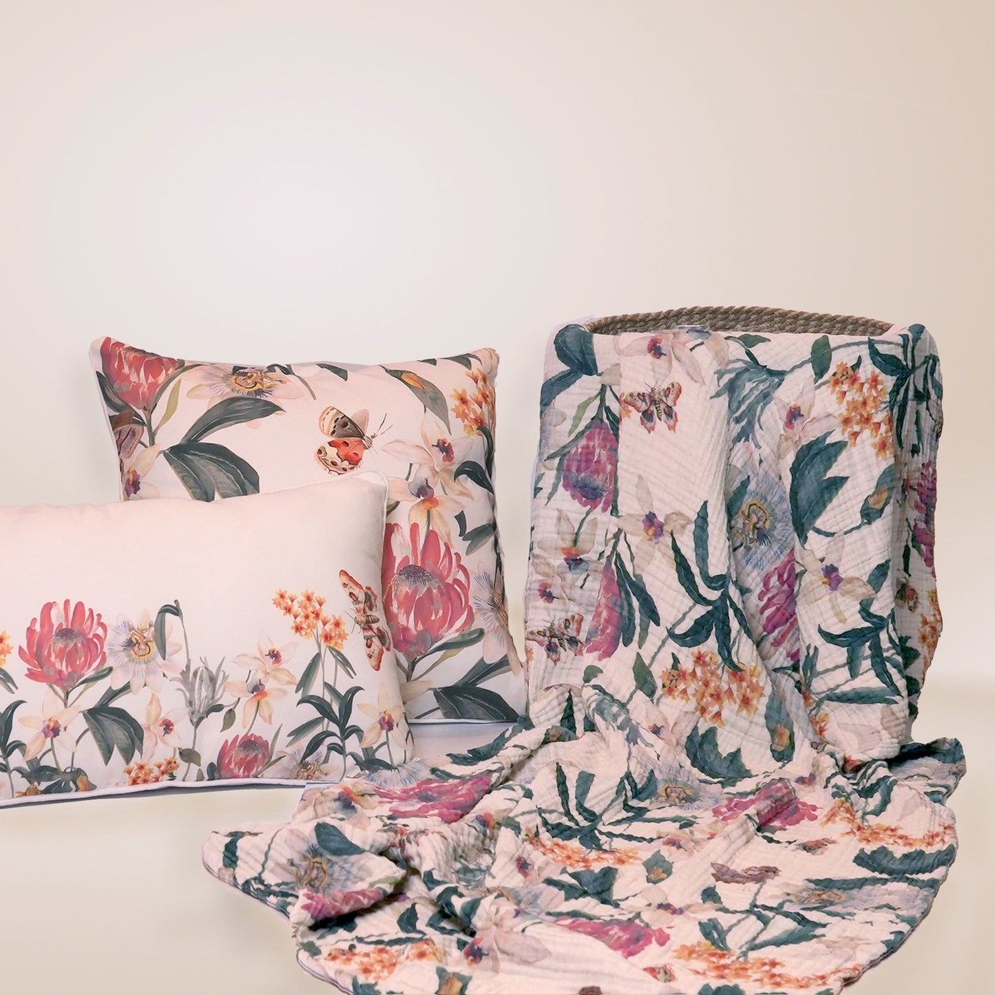 100% Cotton, 4 layer Printed Muslin Throw Blanket - Warm Floral - India Wholesale Co.