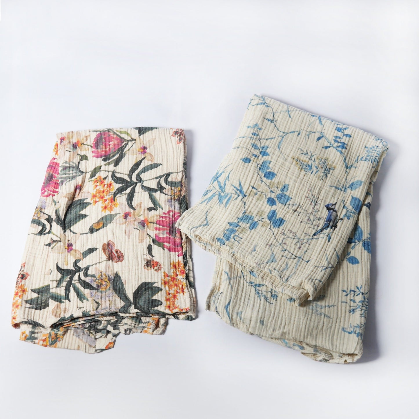 100% Cotton, 4 layer Printed Muslin Throw Blanket - Warm Floral - India Wholesale Co.