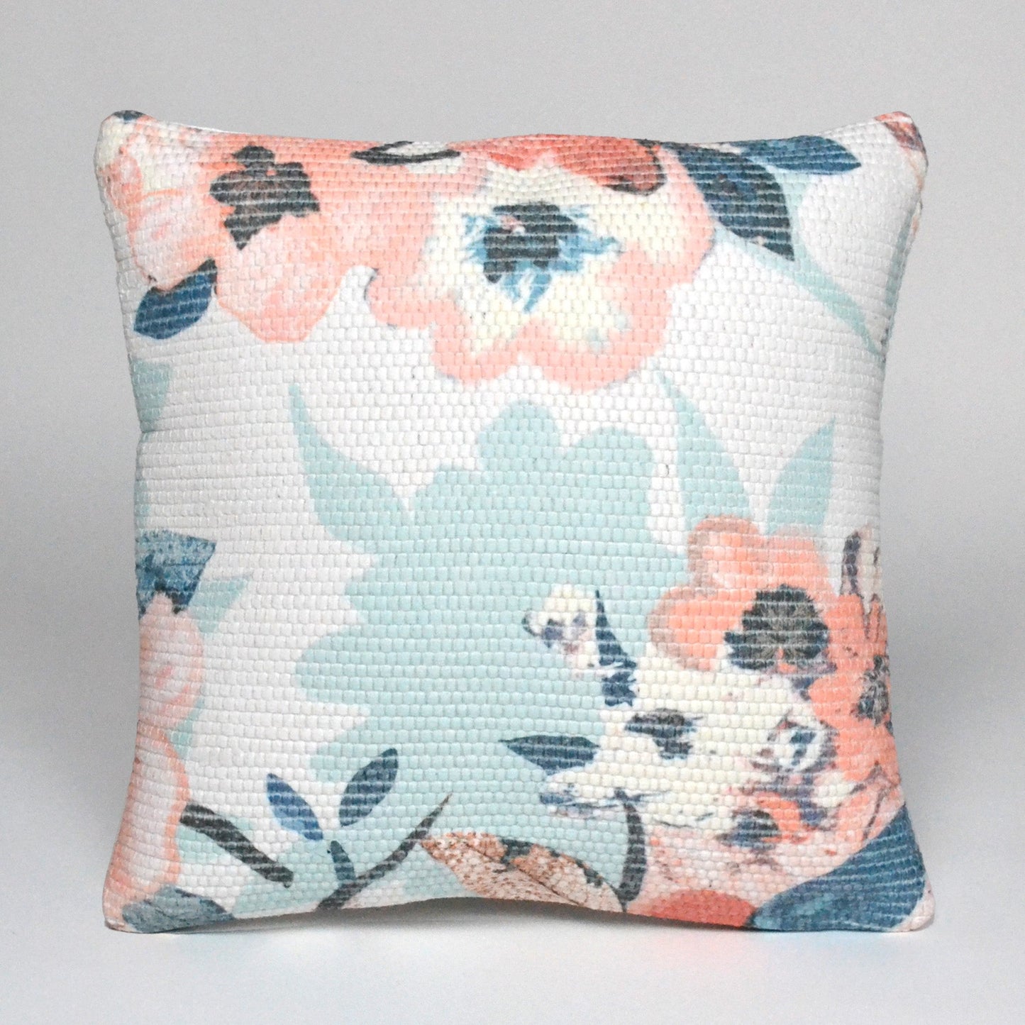 Chindi center floral printed pillow cover, 18"X18", Peach-Floral print - India Wholesale Co.