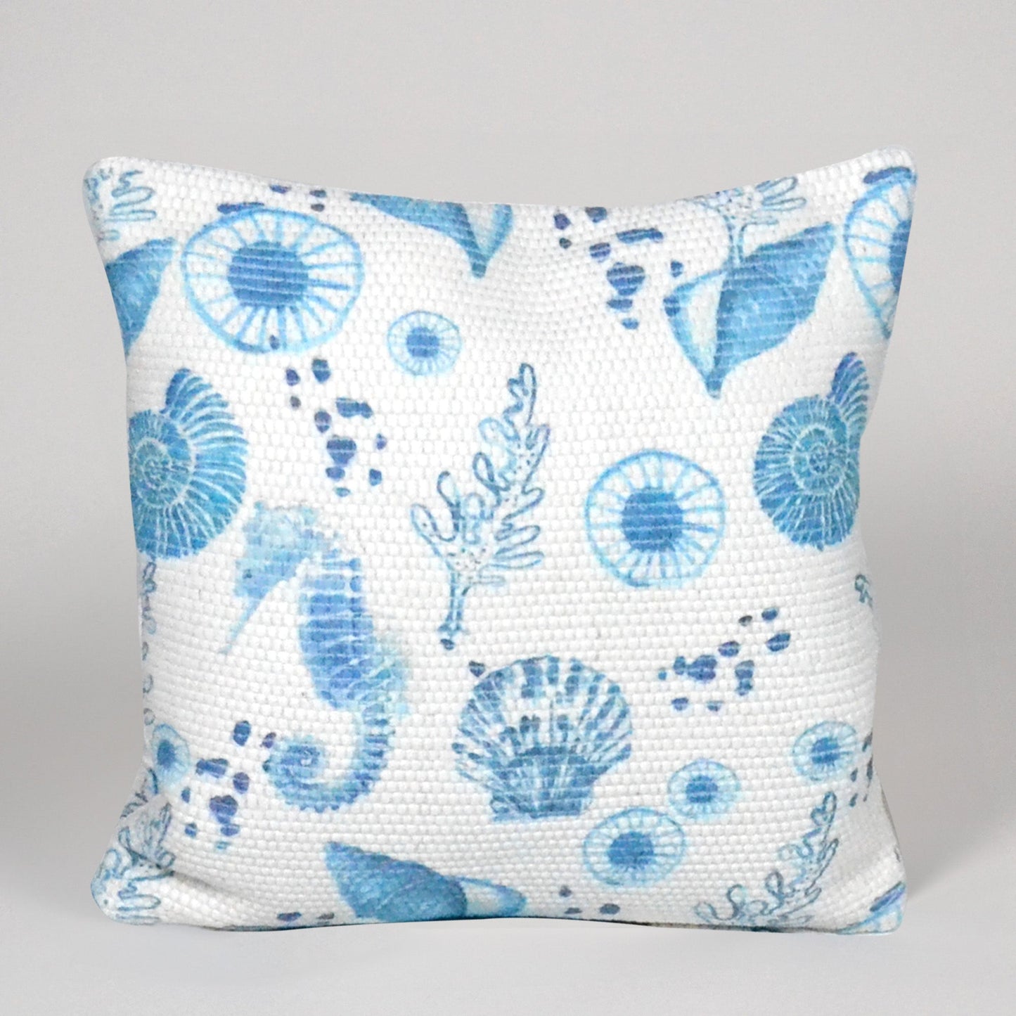 Chindi All over print pillow cover , 18"X18", Blue Sea shell print - India Wholesale Co.