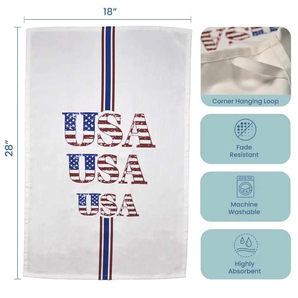 Set of 2 USA Printed Kitchen Towel, 18" x28", 100% cotton, Red & Blue - India Wholesale Co.