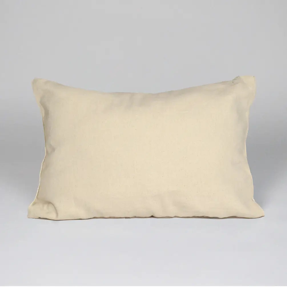 Jute Cotton Plaid Cotton & Jute Pillow Cover, 14"x20", White & Natural - India Wholesale Co.
