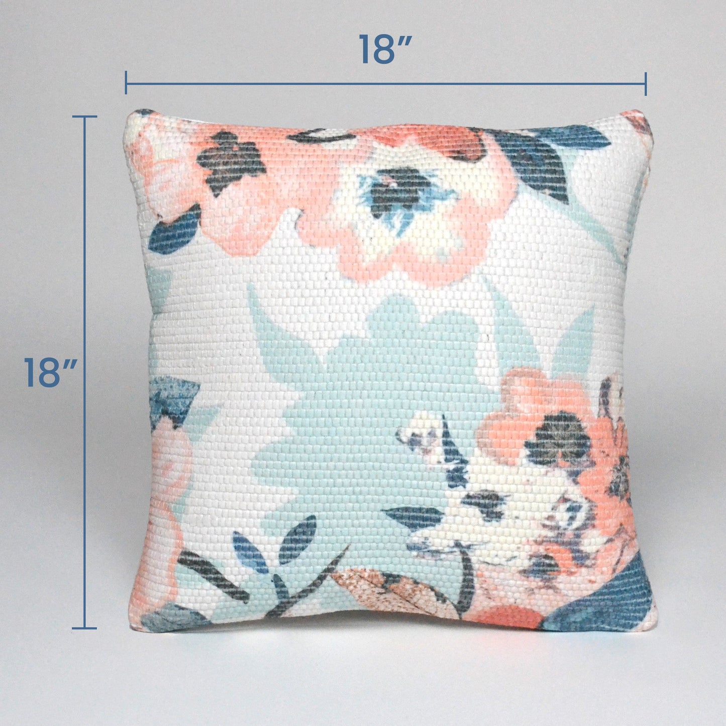 Chindi center floral printed pillow cover, 18"X18", Peach-Floral print - India Wholesale Co.