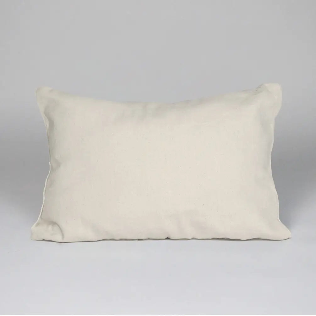 Handloom Kilm Woven Cotton Pillow Cover, 14"x20", White & Blue - India Wholesale Co.
