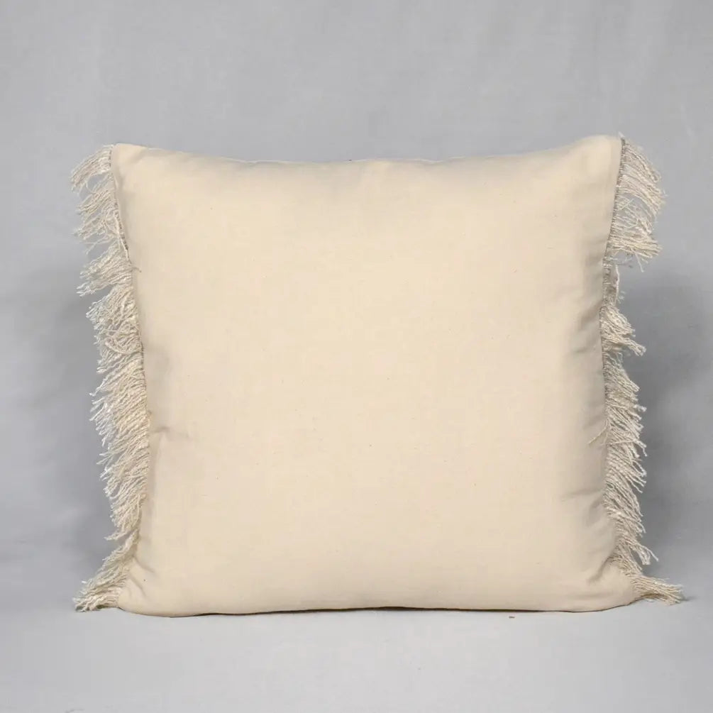Diamond Weave Cotton Pillow Cover (Half & half) 18"x18", Gray & Offwhite - India Wholesale Co.