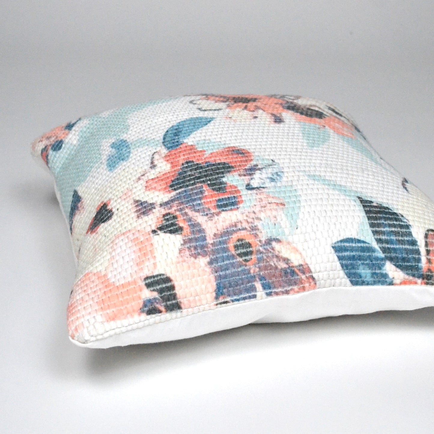 Chindi center floral printed pillow cover, 18"X18", Peach-Floral print - India Wholesale Co.