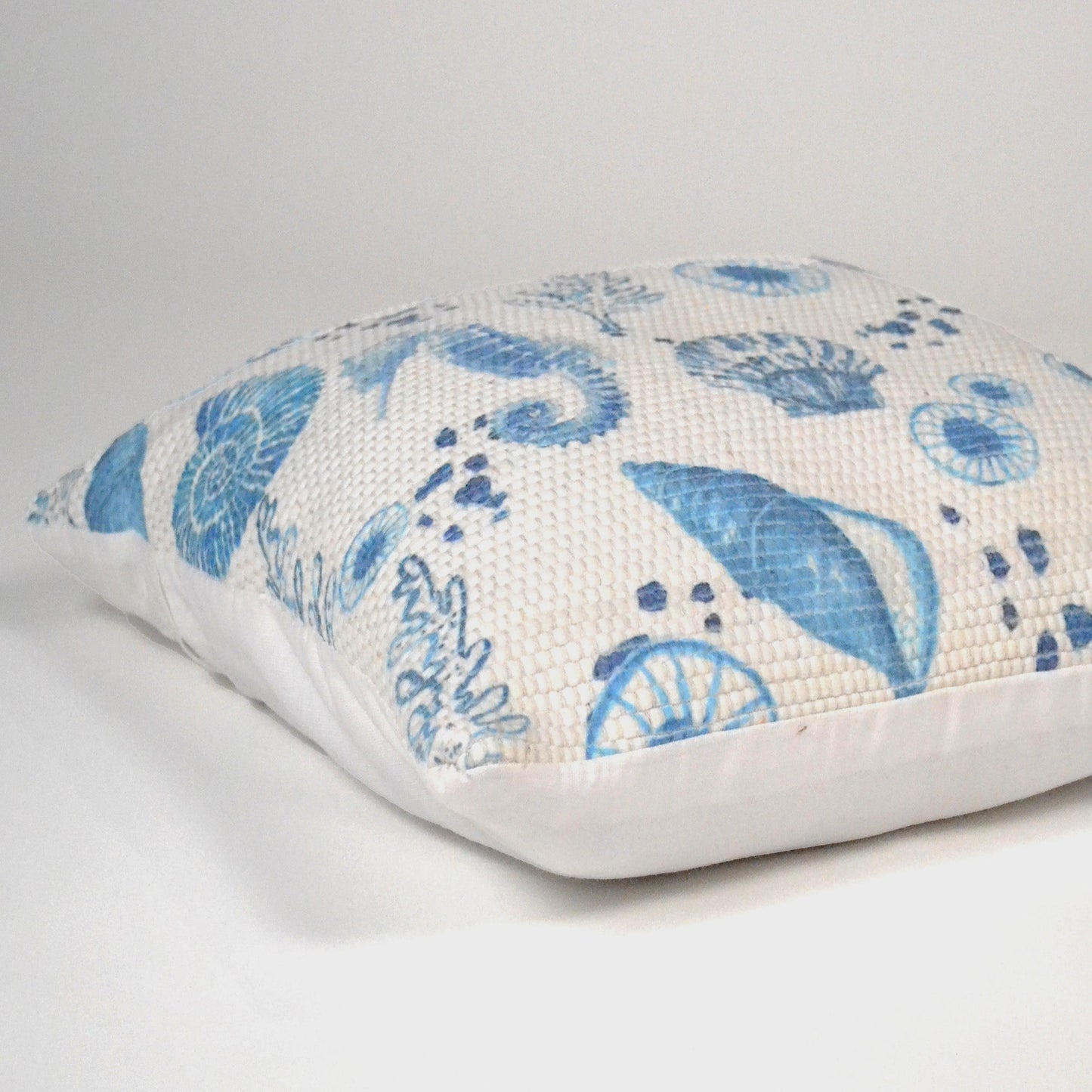 Chindi All over print pillow cover , 18"X18", Blue Sea shell print - India Wholesale Co.