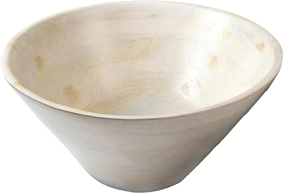 White Oil Stain Bowl-Mango Wood- 12"x5" - India Wholesale Co.