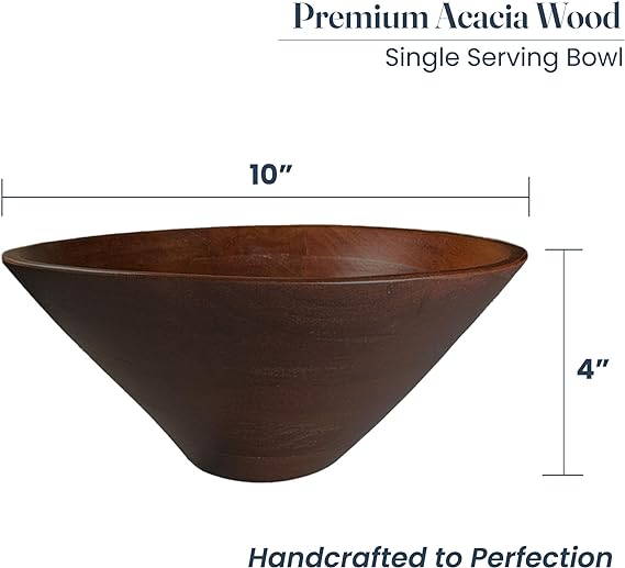 Bowl Plain Acacia -10"x4"-Walnut - India Wholesale Co.