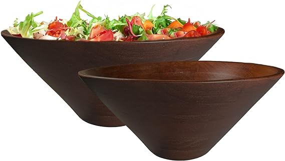 Bowls Plain Acacia - 12x5", 10x4", Set of 2 Walnut - India Wholesale Co.