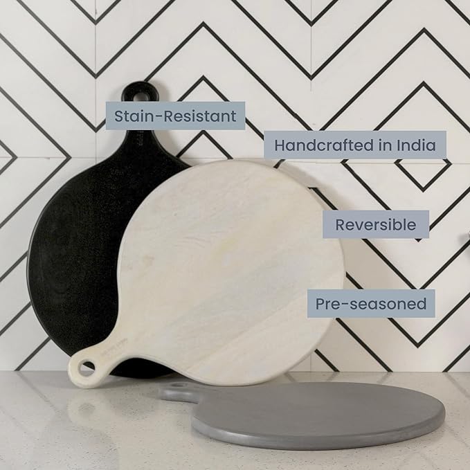Round Paddle Server Gray Mango Wood 16"x12" - India Wholesale Co.