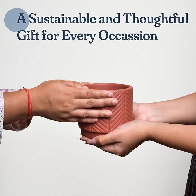 Boho Terracotta Chevron Planter – 4 Inch Indoor Pot