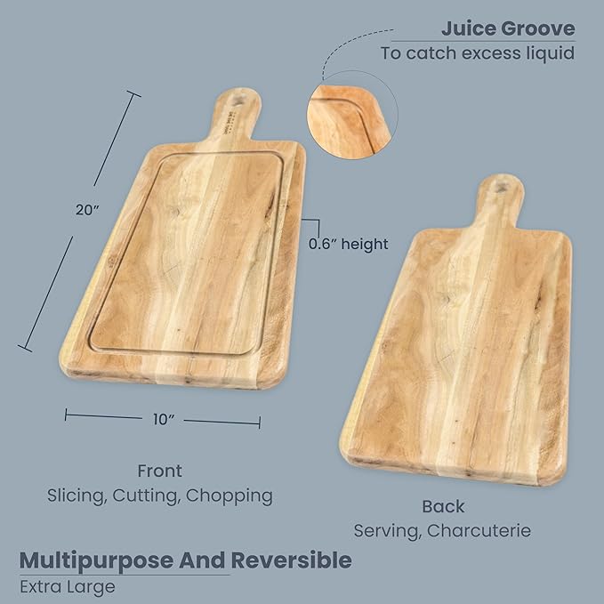 Neem Chopping Board-Long Handle 20X10" - India Wholesale Co.