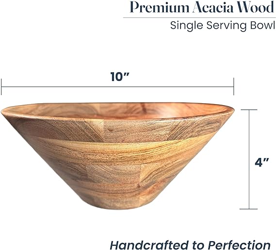 Bowl Plain Acacia -10"x4" - Natural - India Wholesale Co.