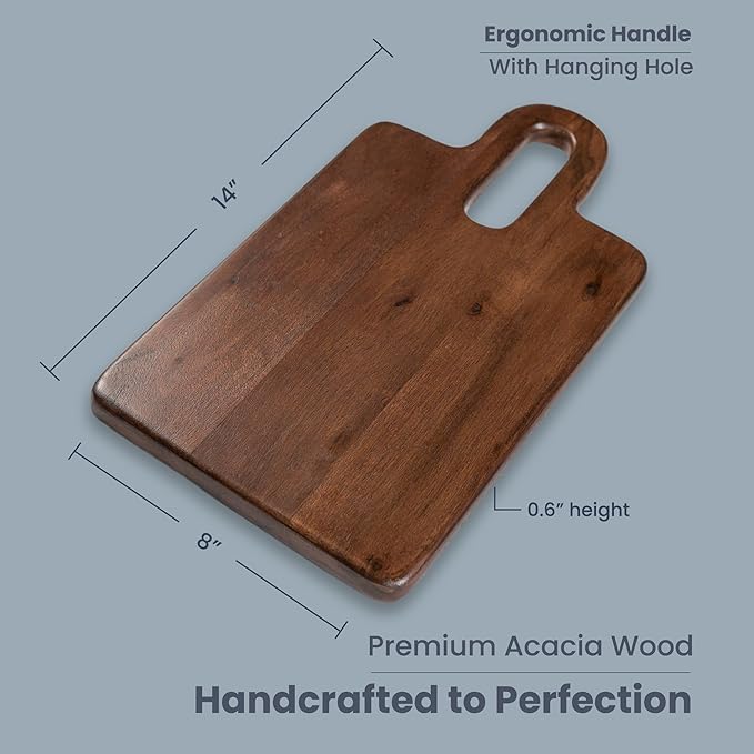 Long Groove Acacia Rectangle Board - 14"x8" -Walnut - India Wholesale Co.