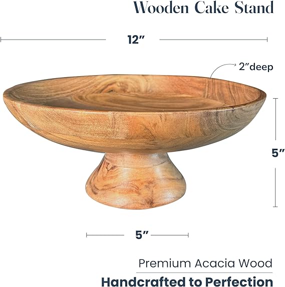 Fruit Bowl Plain Acacia -12"x2" -Natural - India Wholesale Co.