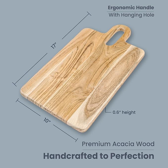 Long Groove Acacia Rectangle Board - 17"x10"-Natural - India Wholesale Co.