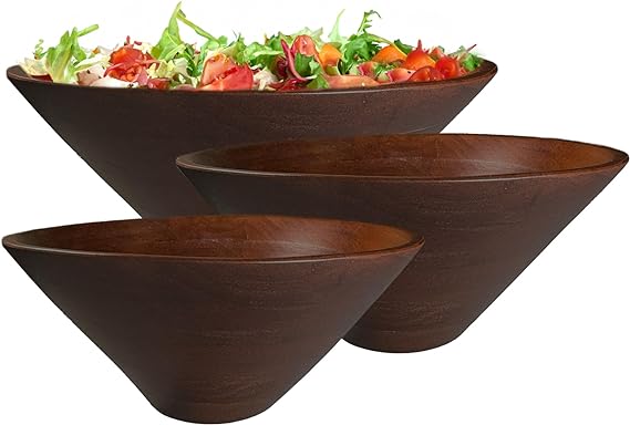 Bowls Plain Acacia - 12x5", 10x4", 8x3", Set of 3, Walnut - India Wholesale Co.