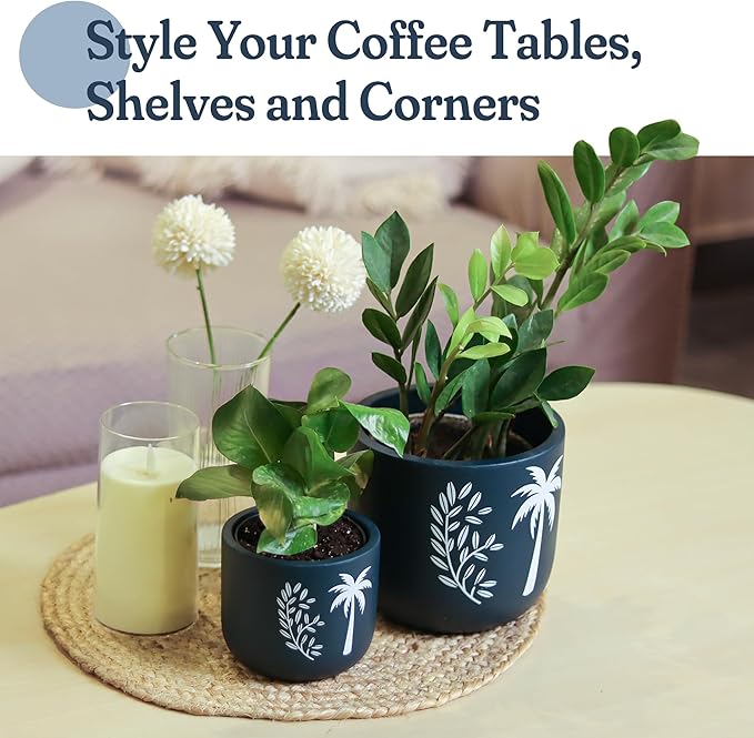 Blue Terracotta Planter Set of 2 – 4” & 6” Pots