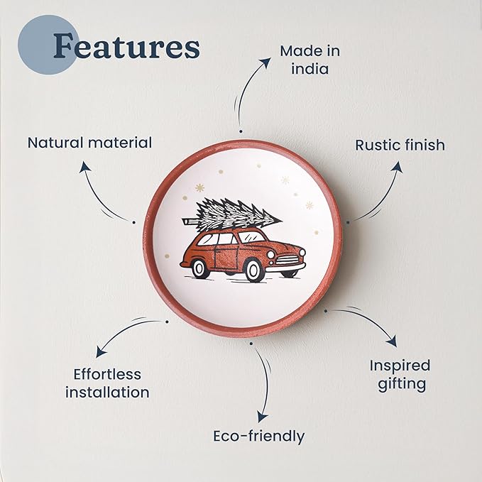 8-Inch Terracotta Christmas Plates Set of 2