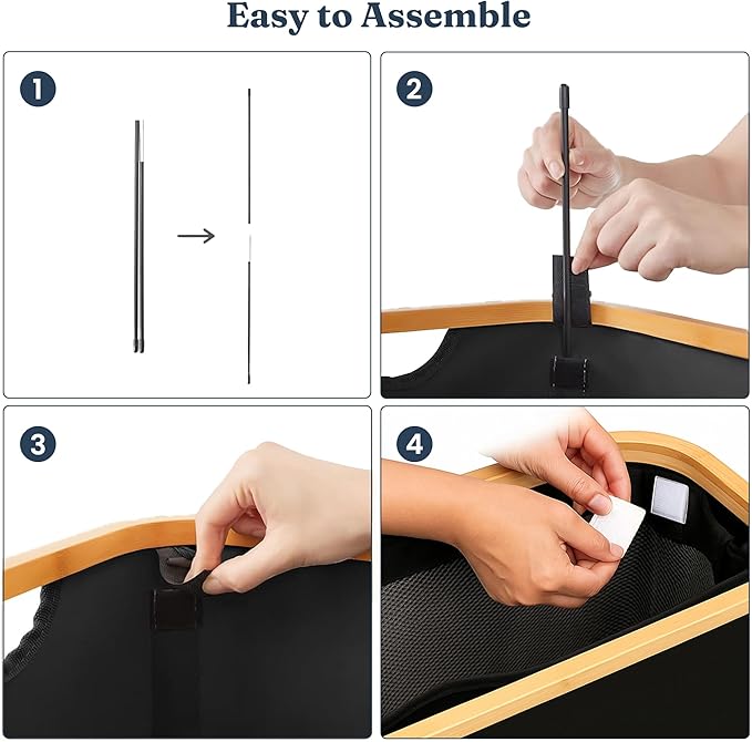 India wholesale co 85L Slim Laundry Hamper with Lid & Handles, black