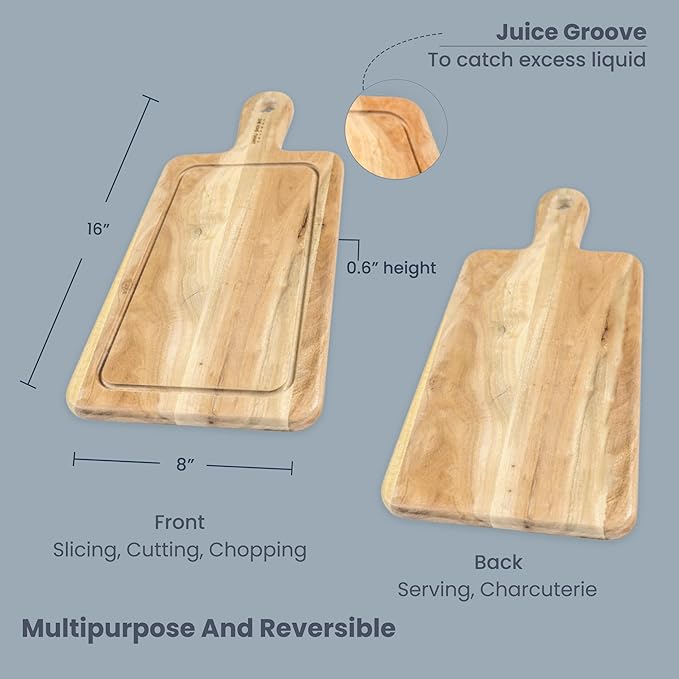 Neem Chopping Board-Long Handle 16X8" - India Wholesale Co.
