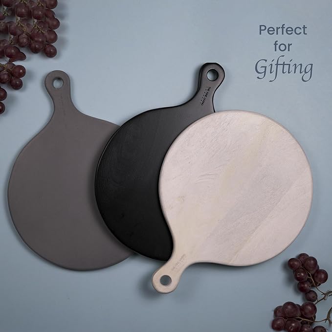 Round Paddle Server White Mango Wood 16"x12" - India Wholesale Co.