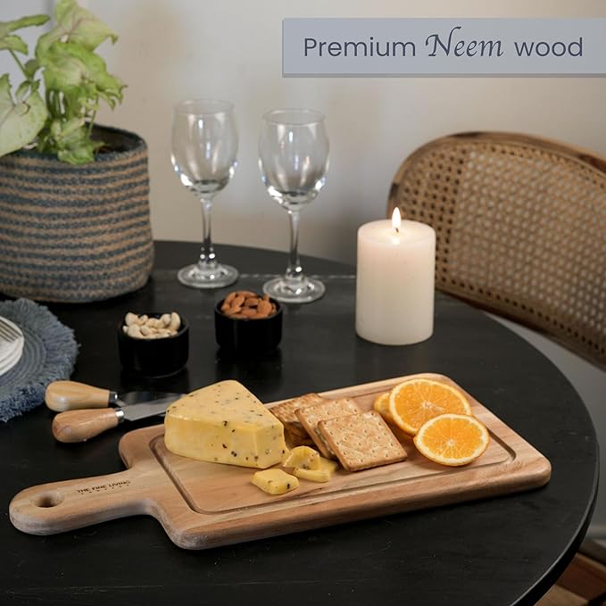 Neem Chopping Board-Long Handle 20X10" and 16X8", Set of 2 - India Wholesale Co.
